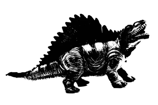 Beyaz Arka Planda Izole Edilmiş Siyah Dinozor Silueti Dinazor Oyuncakları — Stok fotoğraf