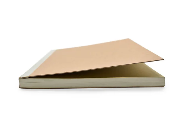 Kahverengi Kağıt Kapak Defteri Beyaz Arkaplanda Izole Edilmiş Ofis Için — Stok fotoğraf