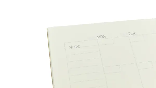 Top View Image Open Planner Notebook Blank Page Paper Isolated — Stock Photo, Image