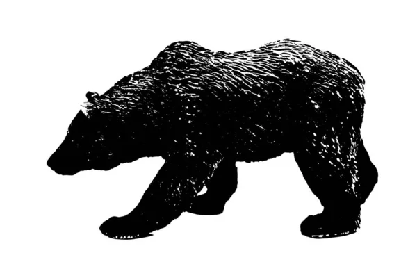 Silhueta Urso Grande Modelo Stand Isolado Fundo Branco — Fotografia de Stock