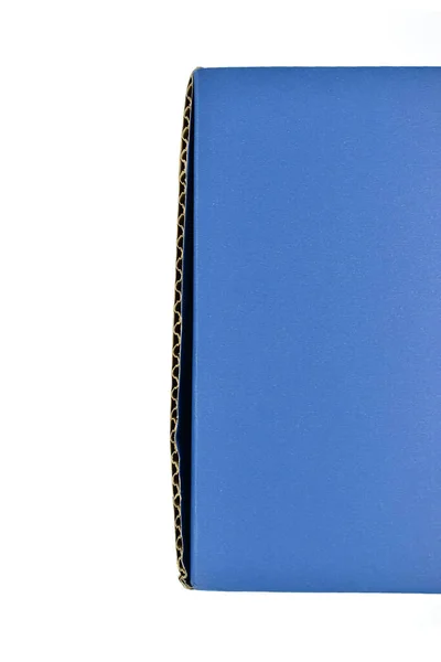 Scatola Cartone Blu Isolata Sfondo Bianco Trama Cartone Design — Foto Stock