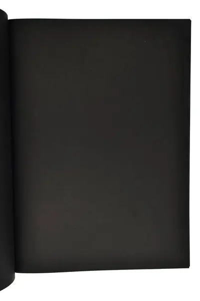 空白开式黑色笔记本 白色背景 手工纸纹理隔离 — 图库照片