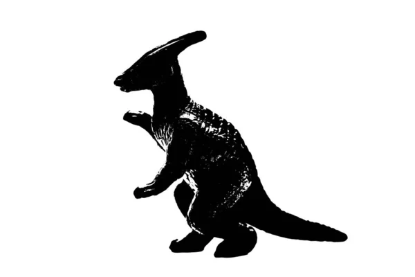 Чорний Силует Динозавра Ізольований Білому Тлі Модель Іграшок Динозаврів — стокове фото