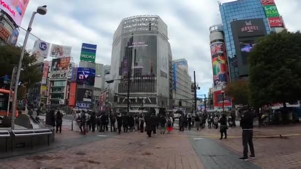Timelapse Shibuya Crossing Tokyo Japan Crowded People Car Traffic Transport — Stock Video