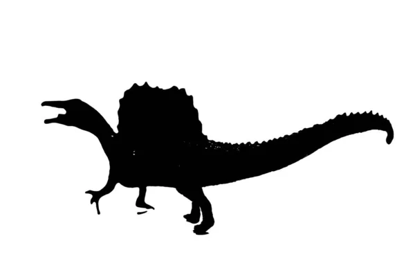 Dinosaurier Silhouette Isoliert Auf Weißem Hintergrund Modell Eines Spinosaurus Spielzeugs — Stockfoto