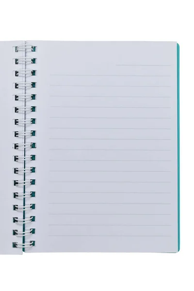 ページが空白の開いているノートブックのトップ表示テクスチャ背景 — ストック写真
