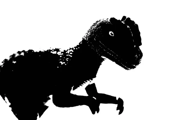 Czarna Sylwetka Dinozaura Izolowana Białym Tle Model Zabawek Dinozaurów — Zdjęcie stockowe