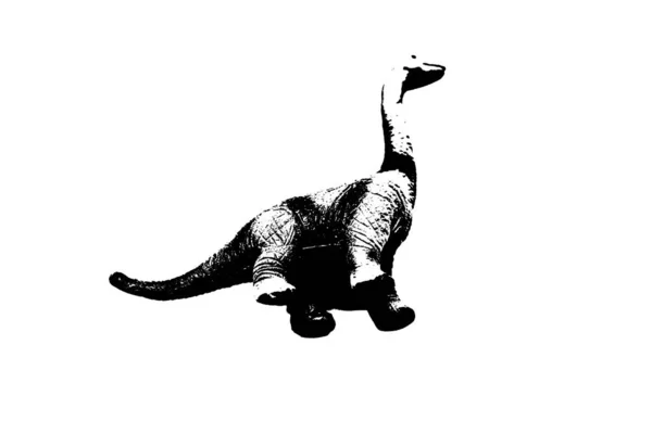 从白色背景分离出来的黑色恐龙轮廓 恐龙玩具模型 — 图库照片