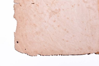 Beyaz arkaplanda eski kahverengi kağıt, doku tasarımı için sayfa