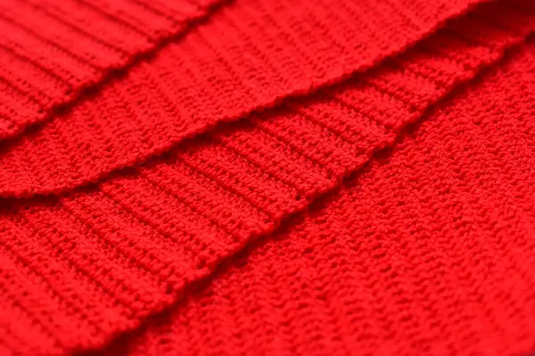 Sobreposição Vermelha Textura Fio Malha Fundo Tecido — Fotografia de Stock