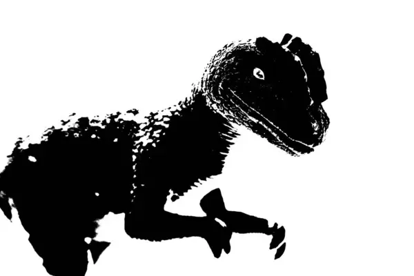 Black Dinosaur Silhouette Isolated White Background Model Dinosaurs Toys — Stock Photo, Image