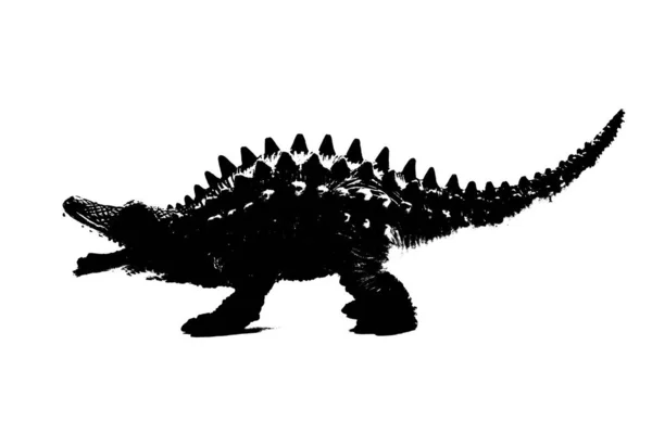 Silhouette Dinosaure Noir Isolé Sur Fond Blanc Modèle Jouets Dinosaures — Photo