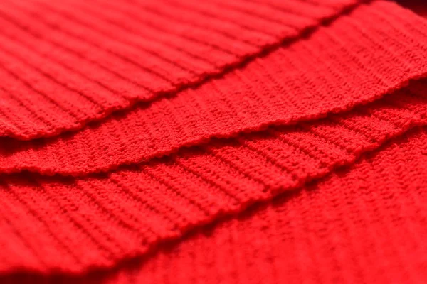 Pokrywanie Się Czerwonej Wełny Dzianin Tekstury Tło Tkaniny Wełnianej — Zdjęcie stockowe
