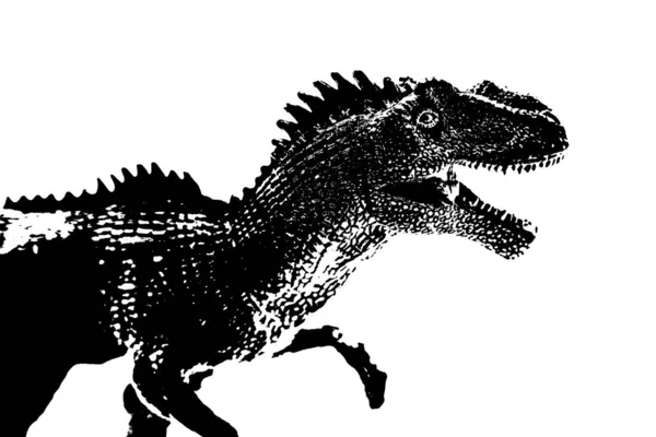 Silhouette Dinosaure Noir Isolé Sur Fond Blanc Modèle Jouet Giganotosaurus — Photo