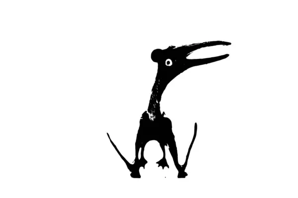 Schwarze Dinosaurier Silhouette Isoliert Auf Weißem Hintergrund Modell Von Pteranodon — Stockfoto