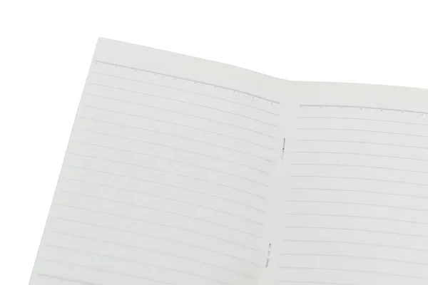 Пустой Открытый Ноутбук Подкладкой Бумаги Изолированы Белом Фоне — стоковое фото