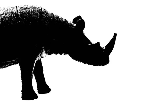 Silueta Pie Modelo Rinoceronte Aislado Sobre Fondo Blanco —  Fotos de Stock