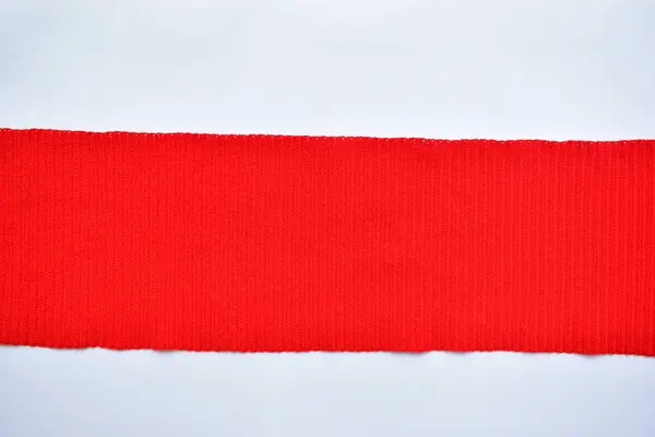 Vermelha Textura Fio Malha Tecido Fundo Branco — Fotografia de Stock