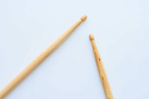 Houten Drumstick Geïsoleerd Witte Achtergrond Object Voor Trommel Spelen — Stockfoto