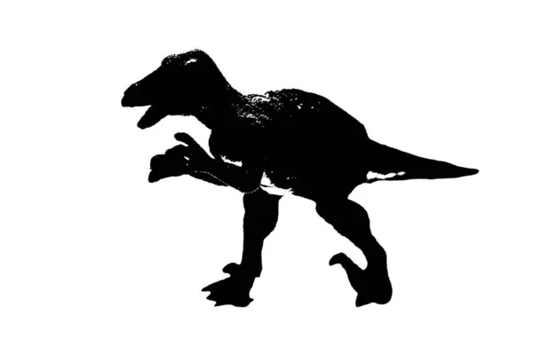 Silhueta Dinossauro Preto Isolado Fundo Branco Modelo Brinquedos Dinossauros — Fotografia de Stock