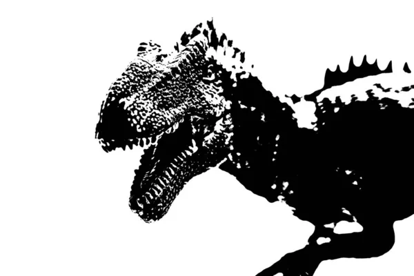 从白色背景分离出来的黑色恐龙轮廓 龙玩具模型 — 图库照片