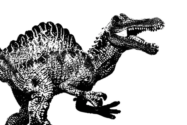 从白色背景中分离出来的恐龙轮廓 龙玩具模型 — 图库照片