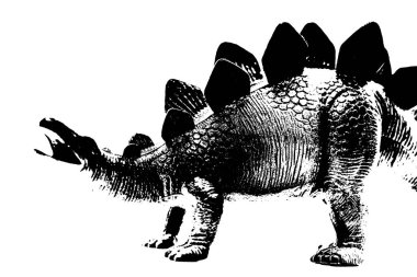 Beyaz arka planda izole edilmiş siyah dinozor silueti, dinazor oyuncakları modeli