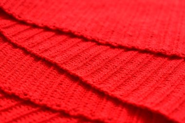 Kırmızı yün örgü iplik dokusu örtüşüyor, yün kumaş arkaplan