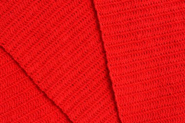 Kırmızı yün örgü iplik dokusu örtüşüyor, yün kumaş arkaplan