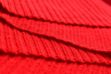 Kırmızı yün örgü iplik dokusu örtüşüyor, yün kumaş arkaplan
