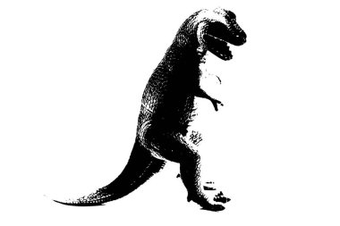 Beyaz arka planda izole edilmiş siyah dinozor silueti, dinazor oyuncakları modeli
