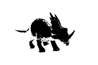 Beyaz arka planda izole edilmiş siyah dinozor silueti, dinazor oyuncakları modeli