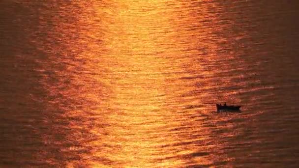 Water Surface Sea View Golden Sunset Evening Natural Background — Stock Video