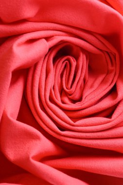 Yuvarlak kumaşın kırmızı dokusu, moda bezi tasarımı için soyut resim