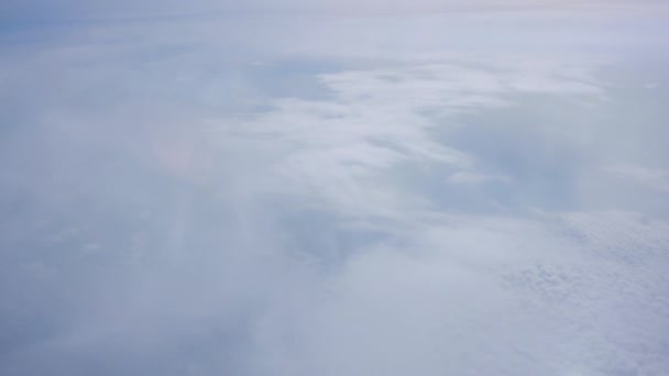Vacker Landskap Blå Himmel Med Vitt Moln Flygplansutsikt — Stockvideo