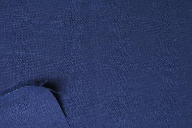 Mavi kenevir doğal kumaş kumaş rengi, tekstil moda soyut arka planının kabataslak kumaşı.