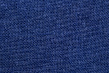 Mavi kenevir doğal kumaş kumaş rengi, tekstil moda soyut arka planının kabataslak kumaşı.