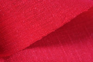 Kırmızı kenevir doğal kumaş kumaş rengi, tekstil modasının kaba dokusu soyut arkaplan