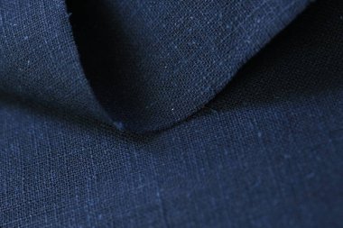 Mavi kenevir doğal kumaş kumaş rengi, tekstil moda soyut arka planının kabataslak kumaşı.