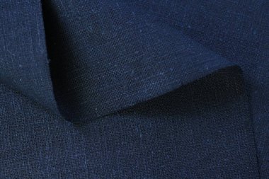 Mavi kenevir doğal kumaş kumaş rengi, tekstil moda soyut arka planının kabataslak kumaşı.