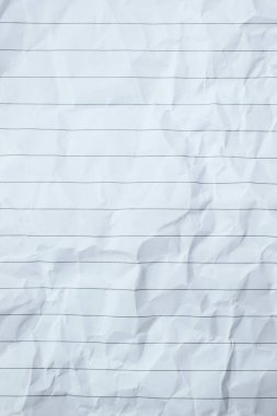 Buruşmuş çizgi kağıt dokusu arka planı, boş sayfa defteri