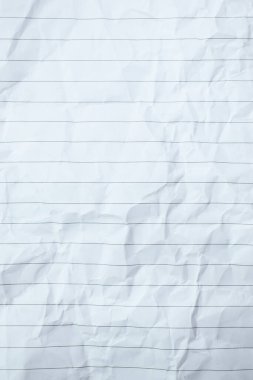 Buruşmuş çizgi kağıt dokusu arka planı, boş sayfa defteri