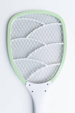 Beyaz arkaplanda izole edilmiş yeşil sivrisinek sineği ezici