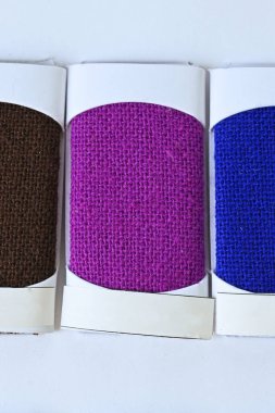 sample color shade of blue and purple fabric textile of clothing industry