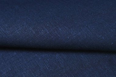Mavi kenevir doğal kumaş kumaş rengi, tekstil moda soyut arka planının kabataslak kumaşı.