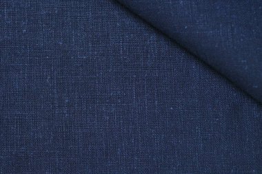 Mavi kenevir doğal kumaş kumaş rengi, tekstil moda soyut arka planının kabataslak kumaşı.