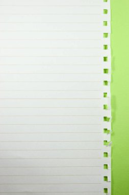 Yeşil arkaplanda çizgi kağıt dokusu, boş sayfa defteri