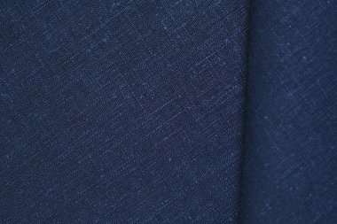 Mavi kenevir doğal kumaş kumaş rengi, tekstil moda soyut arka planının kabataslak kumaşı.