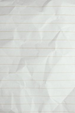 Buruşmuş çizgi kağıt dokusu arka planı, boş sayfa defteri
