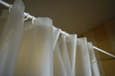 white plastic curtain texture in bathroo